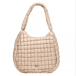 VERB Carry All Beige Quilted Puffer Hobo Shoulder Bag Streetwear
